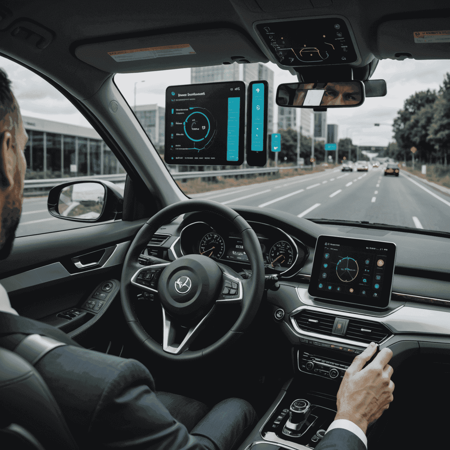 Visual representation of predictive analytics dashboard showing driver risk assessment based on biometric data and AI analysis