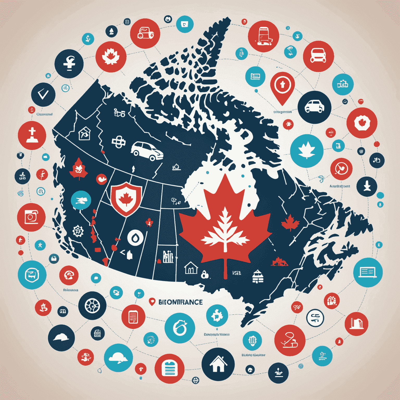 A map of Canada overlaid with icons representing biometric car insurance adoption, with Vanguard's logo prominently featured